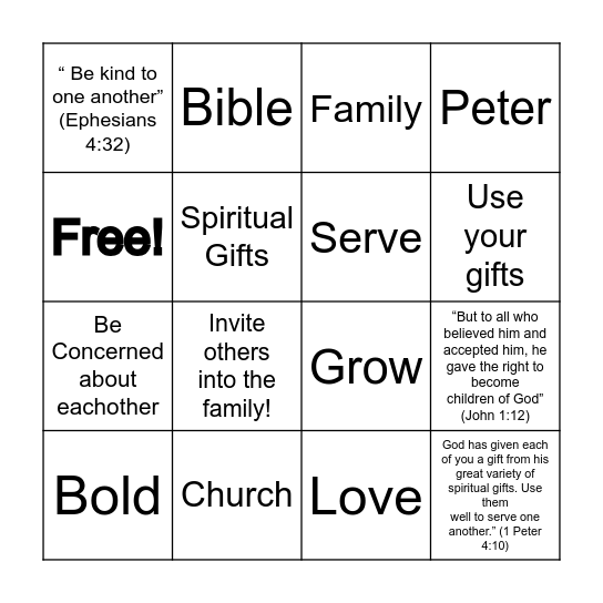 May 31 Family Worship Bingo Card