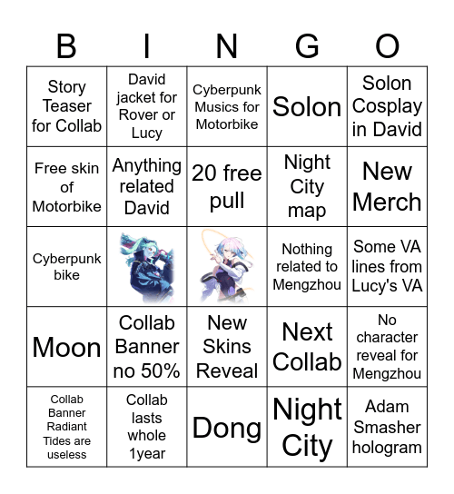 Shiroe's WuWa 3.4 Livestream Bingo Card