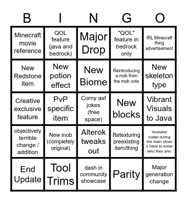 May 30th Minecraft Live Bingo Card Bingo Card