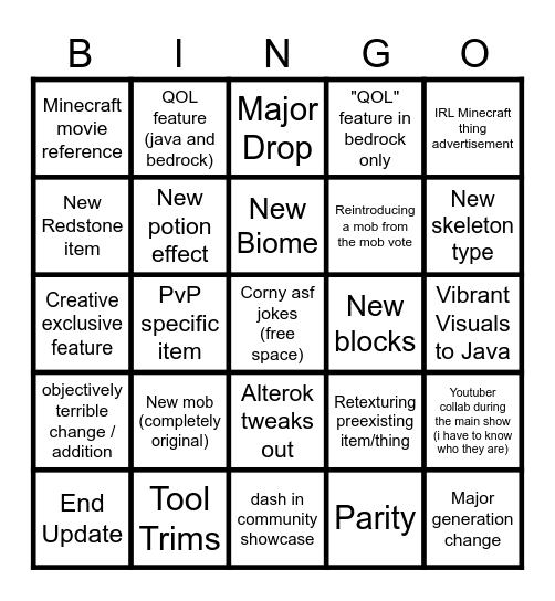 May 30th Minecraft Live Bingo Card Bingo Card