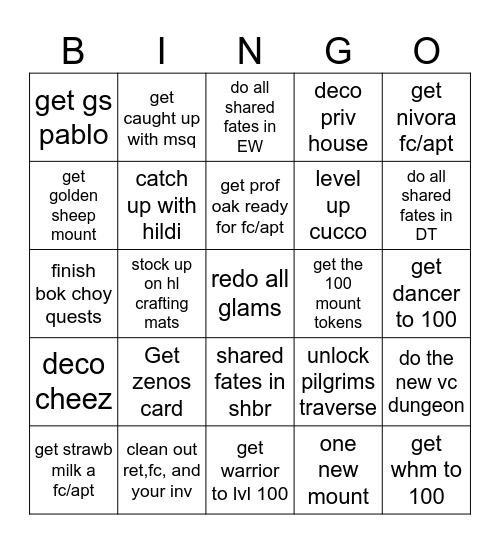 Race to Evercold Bingo Card