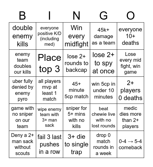 Team Bingo Card