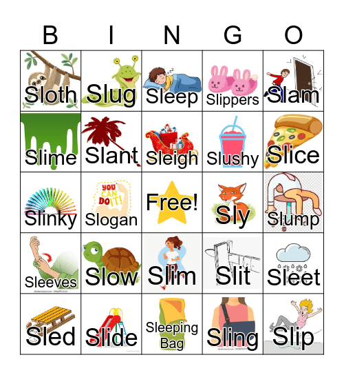 Initial /sl/ Bingo Card