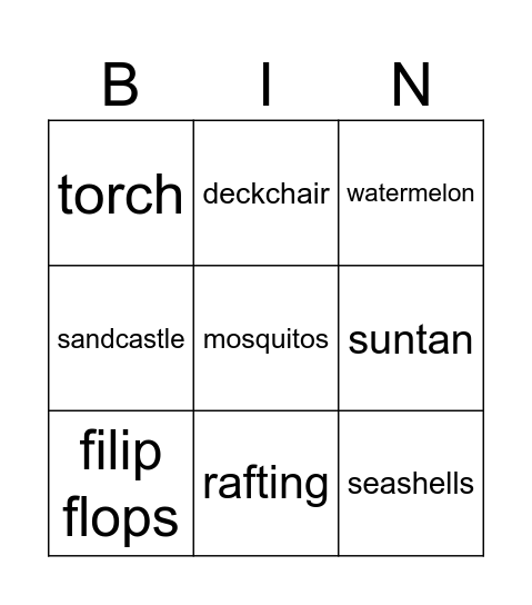 Summer Bingo Card