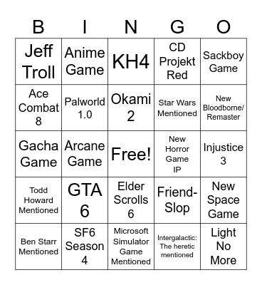 SGF Bingo Board Bingo Card