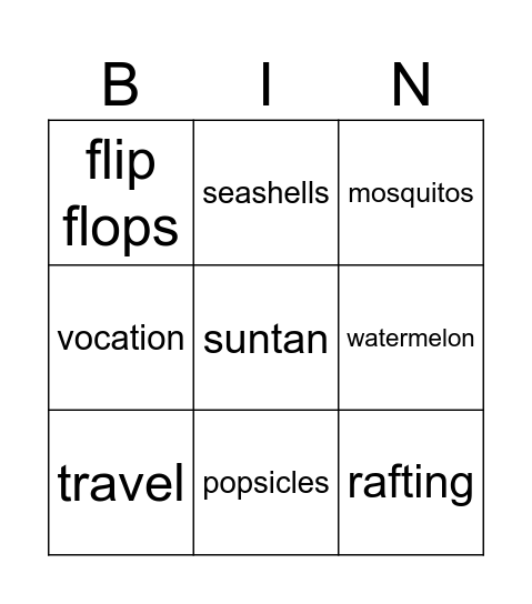 SUMMER Bingo Card