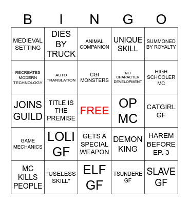 ISEKAI BINGO Card