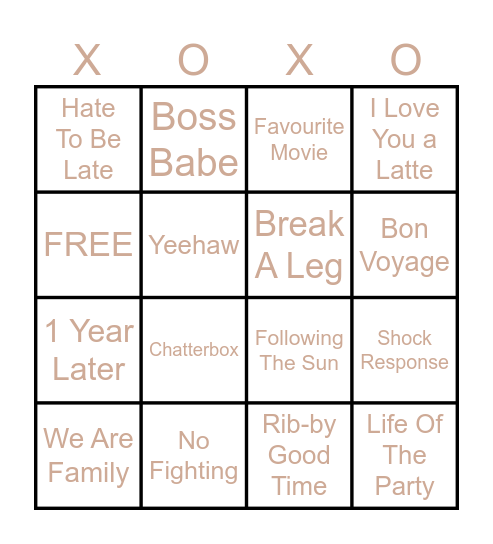 Rochelle's Fun Facts Bingo Card