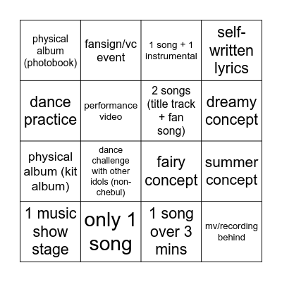jiwon solo debut predictions Bingo Card