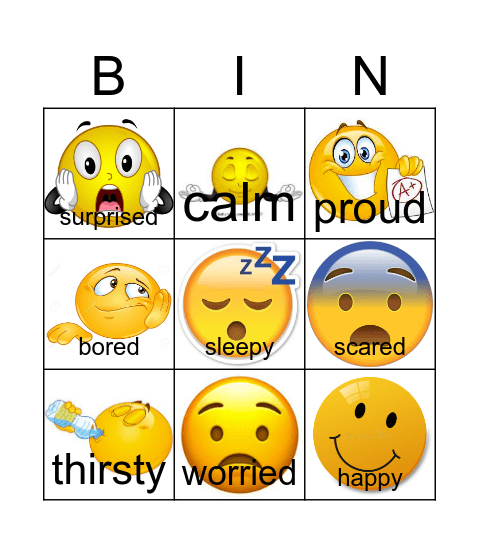 Feelings and emotions Bingo Card