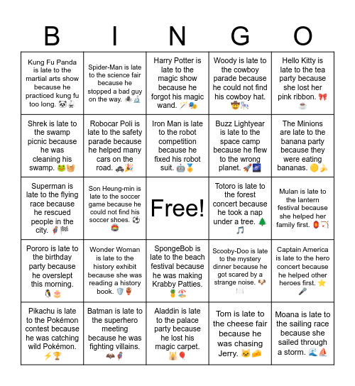 B16 L16 Harry Potter is late to the magic show because he forgot his magic wand. 🪄🎭 Bingo Card