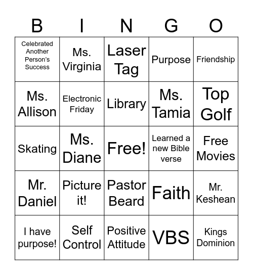 SLC Summer 2026 Bingo Card