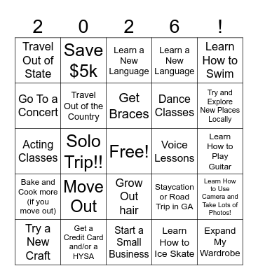 2026 Bingo Card