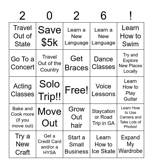 2026 Bingo Card