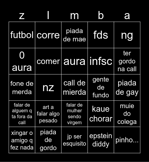 call Bingo Card
