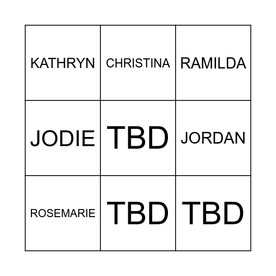 KONDZI'S KRAZIES Bingo Card