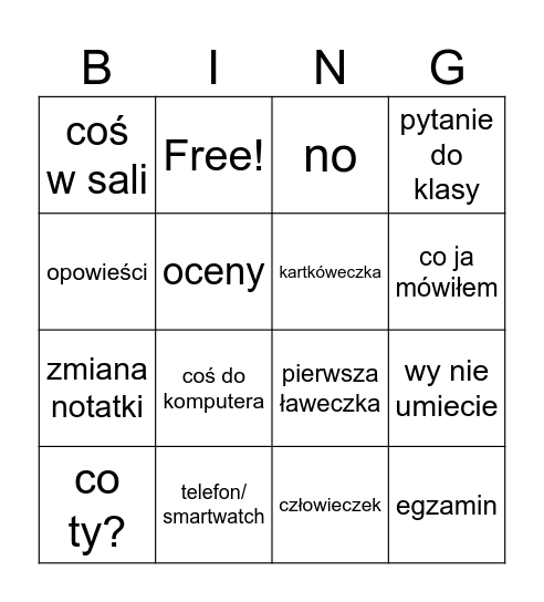 Krzysiu Bingo Card