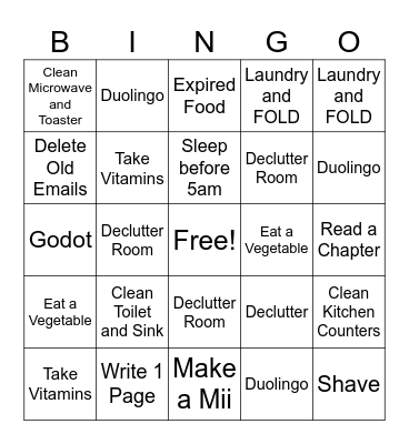 Jen's Bingo Card