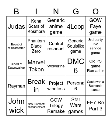 State of Play 2026 Bingo Card