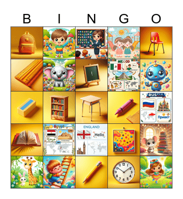 School Things Countries My friend Vocab Review Bingo Card