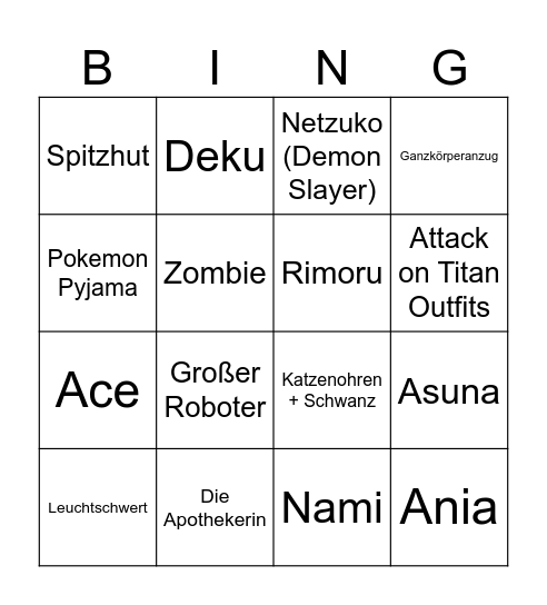 Unbetiteltes Bingo Card