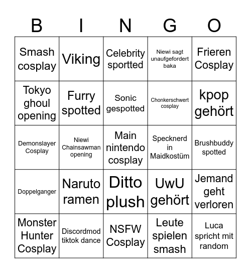 Dokomi Bingo Card