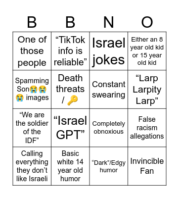 BBNO$ haters predictable Bingo Card