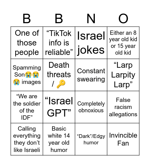 BBNO$ haters predictable Bingo Card
