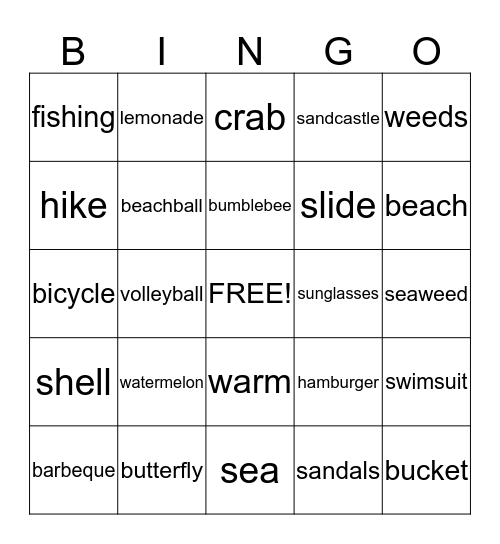 Summer Bingo!!! Bingo Card