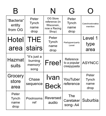 BACKROOMS MOVIE!! Bingo Card