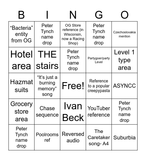 BACKROOMS MOVIE!! Bingo Card