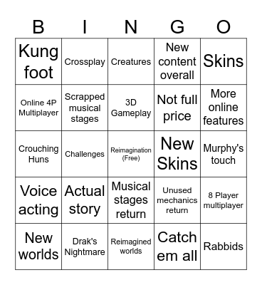 Rayman legends retold Bingo Card