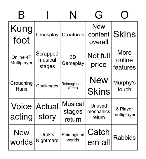 Rayman legends retold Bingo Card