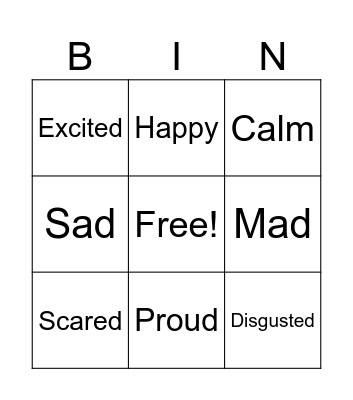 Baby Shark feelings chart Bingo Card