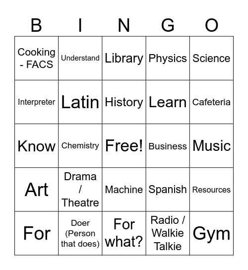 Untitled Bingo Card