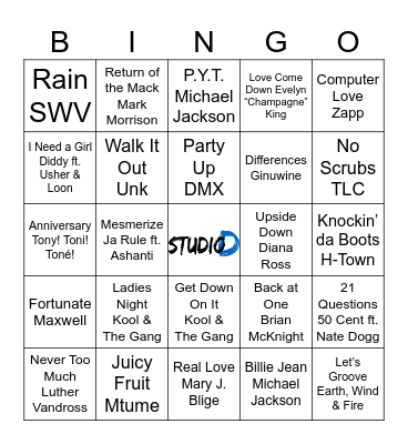 R & B Bingo Card