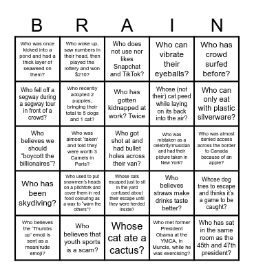 Centerstone Holigans Bingo Card