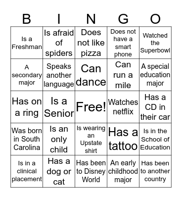 TEACh Bingo Card