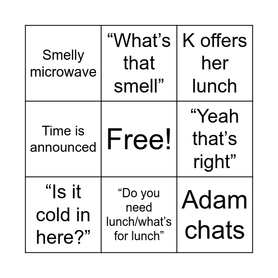 Office Bingo Card