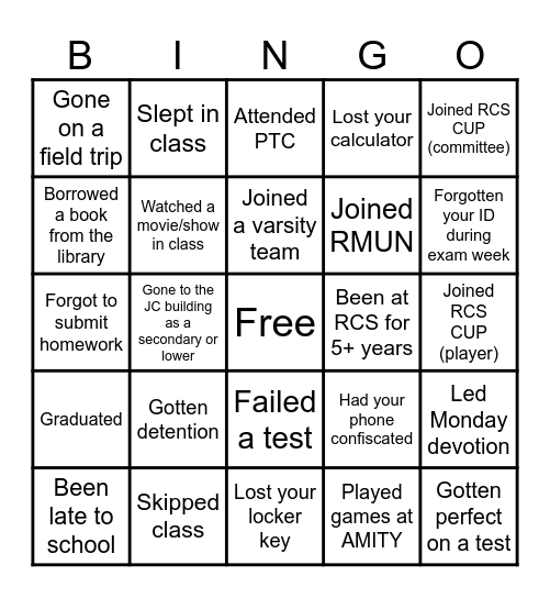 RCS BINGO Card