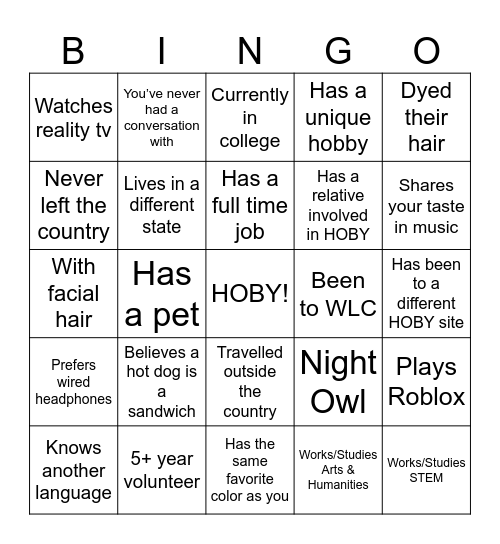FacFam Bingo! Bingo Card