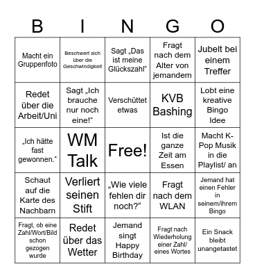 Köln Bingo Party Bingo Card