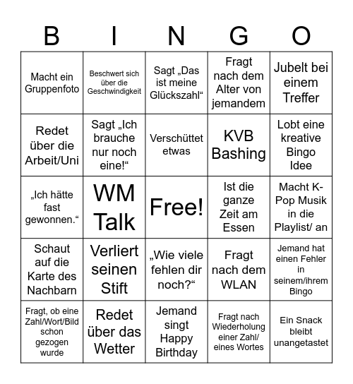 Köln Bingo Party Bingo Card