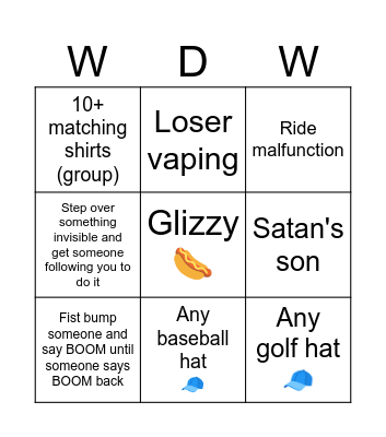 Walt Disney World Bingo Card