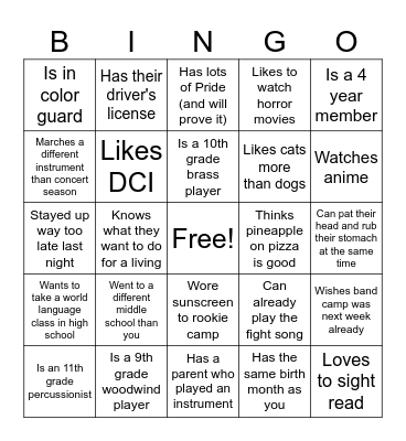 Rookie Camp: Find someone who... Bingo Card
