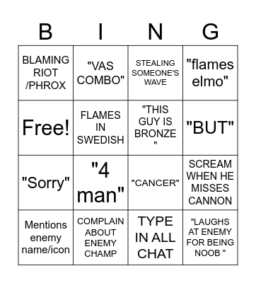 Axel bingo Card