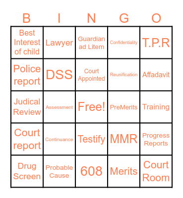 Guardian Bingo Card