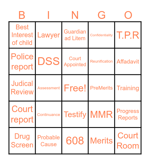 Guardian Bingo Card