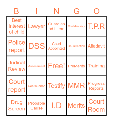 Guardian Bingo Card