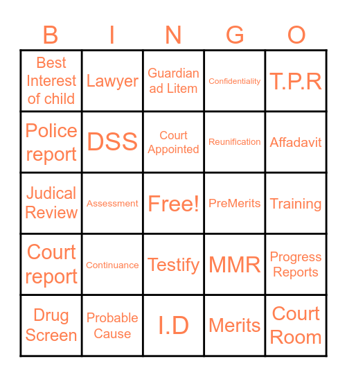 Guardian Bingo Card